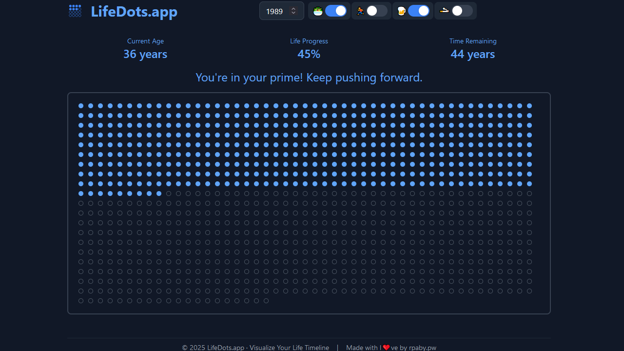 LifeDots.app - Visualize Your Life Timeline